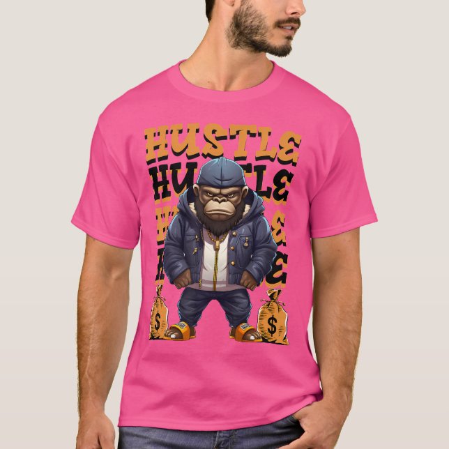 Camiseta Hip Hop Gorilla Hustle Dinero Ape Streetwear Anima (Anverso)