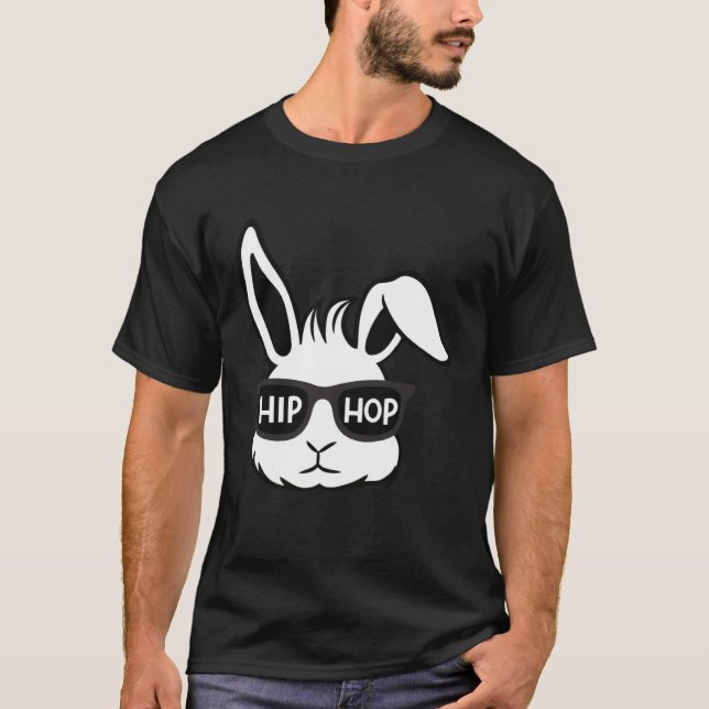 Camiseta Hip Hop Happy Easter  Bunny Glasses Rabbit Eggs Hu (Anverso)