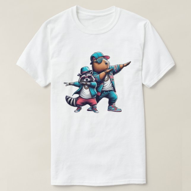 Camiseta Hip Hop Havoc: Capybara y Mapache's Dab Dance Sh (Diseño del anverso)