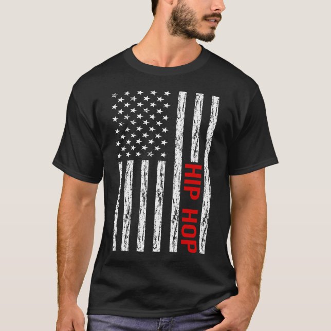 Camiseta Hip Hop Hiphop Bandera de Estados Unidos (Anverso)