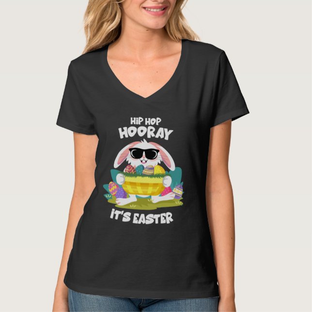 Camiseta Hip Hop Hooray Easter Bunny Egg Hunt Happy Spring  (Anverso)