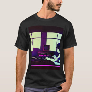 Camiseta hip hop lo fi estética de estudio de ritmos tranqu