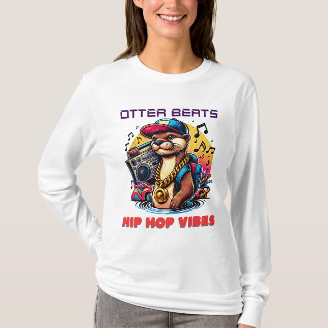 Camiseta Hip Hop Otter con Vibes Boombox (Anverso)