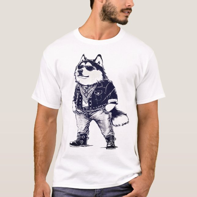 Camiseta HIP HOP, rapero de Guay Alaskan Malamute (Anverso)