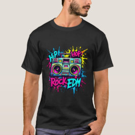 Camiseta Hip-Hop, Rock y EDM , vibrante arte graffiti