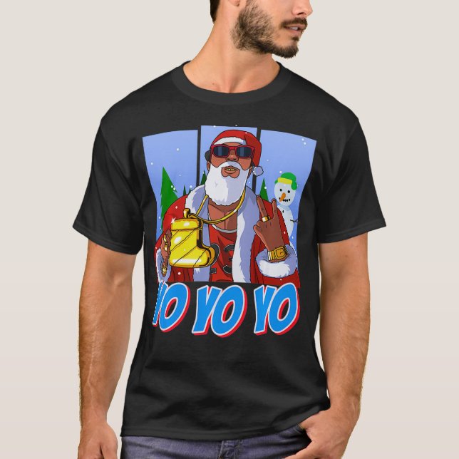 Camiseta Hip Hop Santa Claus Black Gangster Rap Ghetto Chri (Anverso)