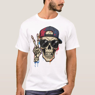 Camiseta Hip Hop Skeleton con Cap & Shades