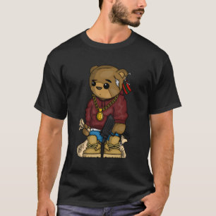 Camiseta Hip Hop Teddy Bear Con Gun Get Dinero Rap Music