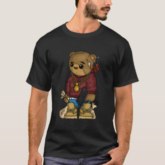 Camiseta Hip Hop Teddy Bear With Gun Get Money Rap Music