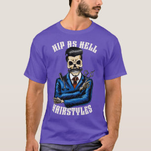Camiseta Hip skeleton barber shop tijeras razor Hairstylis
