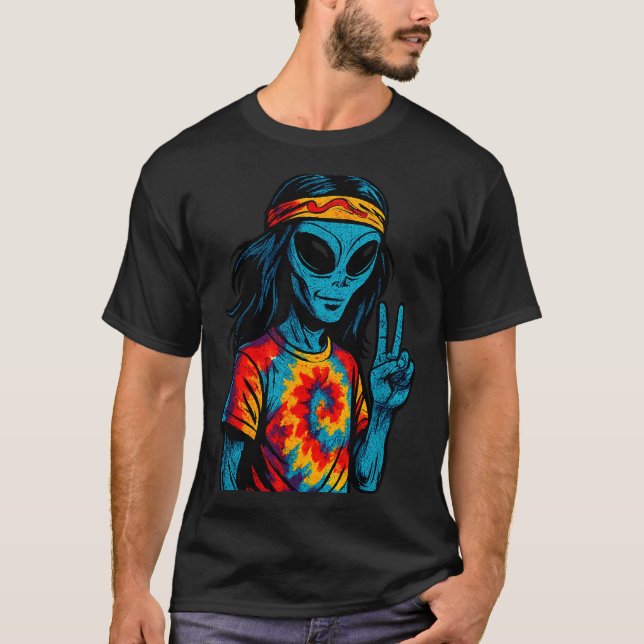 Camiseta Hipe Alien Tie-dye Design  (Anverso)