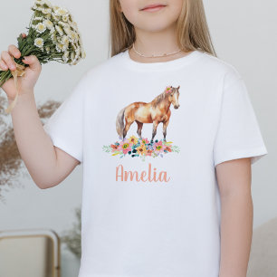 Camiseta Hípica acuarela Nombre personalizado Pony T-Shirt
