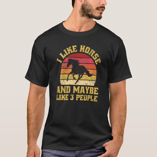 Camiseta Hípica en Vintage Retro Sunset (Anverso)