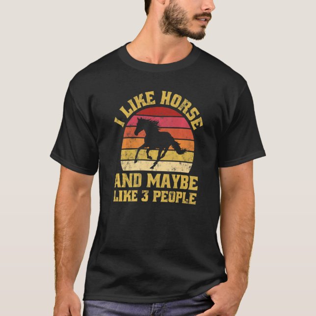 Camiseta Hípica en Vintage Retro Sunset (Anverso)