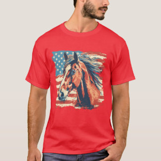 Camiseta Hípica patriótica bandera norteamericana ecuestre 