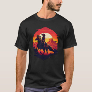 Camiseta Hípica Retro Vintage Sunset Horse Chica Graph