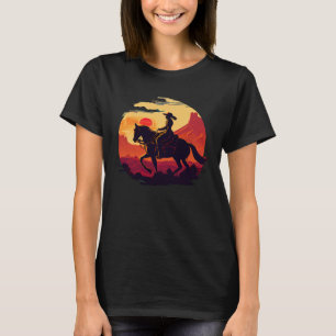 Camiseta Hípica Retro Vintage Sunset Horse Chica Graph