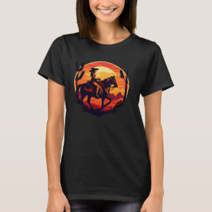 Camiseta Hípica Retro Vintage Sunset Horse Chica Graph