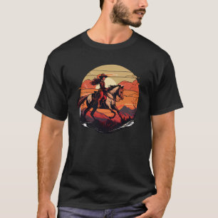 Camiseta Hípica Retro Vintage Sunset Horse Chica Graph