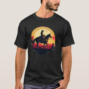 Camiseta Hípica Retro Vintage Sunset Horse Chica Graph