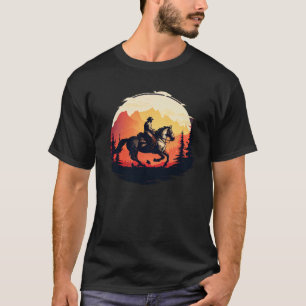 Camiseta Hípica Retro Vintage Sunset Horse Chica Graph