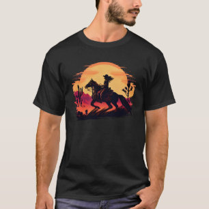 Camiseta Hípica Retro Vintage Sunset Horse Chica Graph