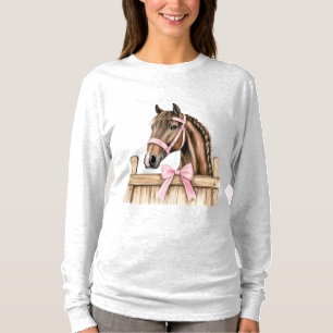 Camiseta Hípica Rosa Bow