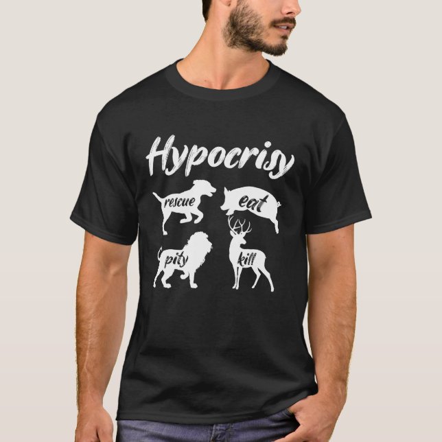 Camiseta Hipocresía Rescate Comer Veganismo Planta Basada e (Anverso)