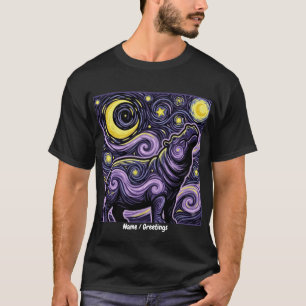 Camiseta Hipopótamo Artístico Girando Cielo Nocturno Estrel