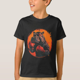 Camiseta Hipopótamo Boxeador Con Guantes De Boxeo Kickboxin