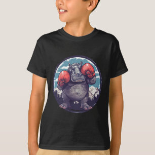 Camiseta Hipopótamo boxeando con guantes de boxeo Kickboxin