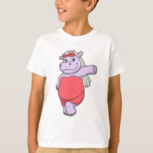 Camiseta Hipopótamo como Novia con Velo y Lazo