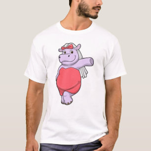 Camiseta Hipopótamo como Novia con Velo y Lazo