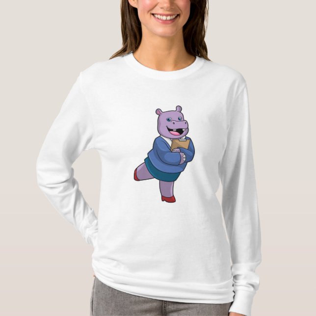 Camiseta Hipopotamo como secretario con bloc de notas (Anverso)