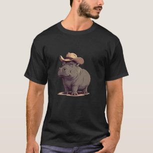Camiseta Hipopótamo Divertido con Sombrero de Vaquero Disfr