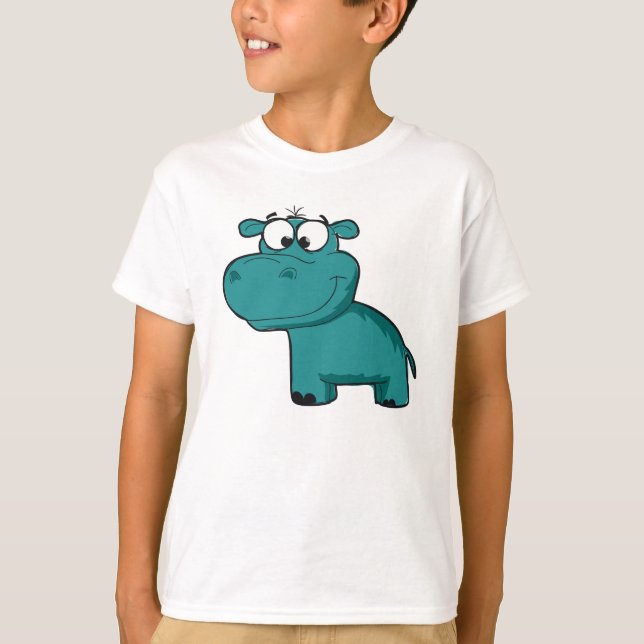 Camiseta Hipopótamo feliz azul (Anverso)
