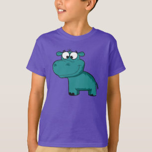 Camiseta Hipopótamo feliz azul