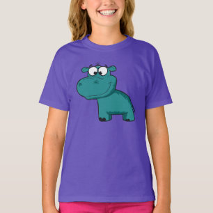 Camiseta Hipopótamo feliz azul