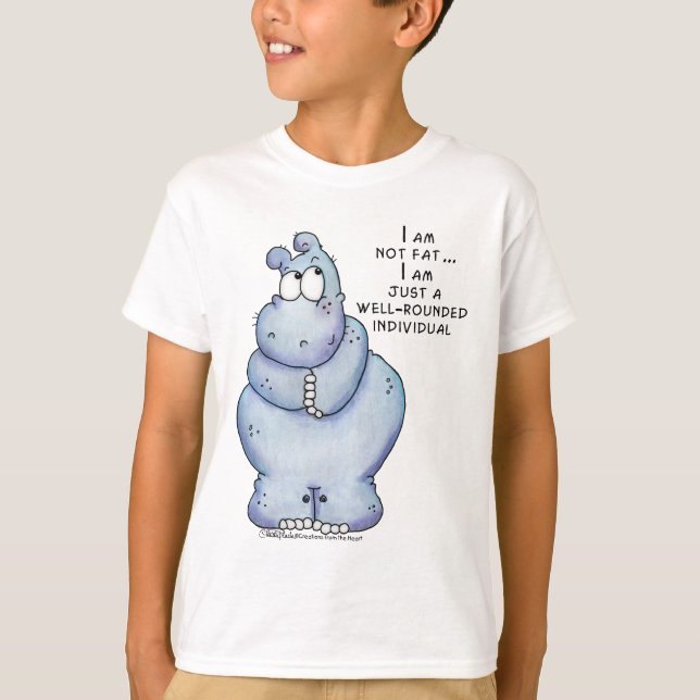 Camiseta Hipopótamo Hippo-Azul bien redondeado (Anverso)