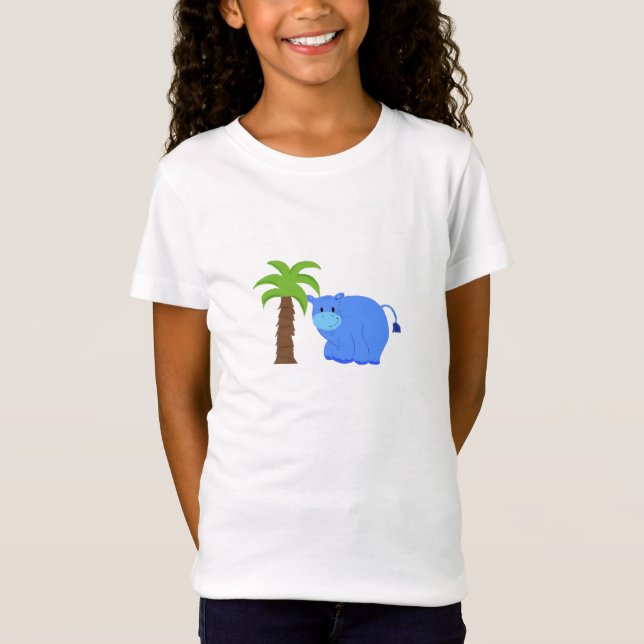 Camiseta Hipopótamo junto a una palmera (Anverso)