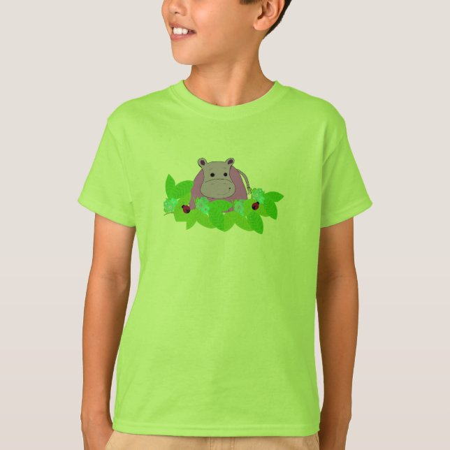 Camiseta Hipopótamo Morado con Mariquitas (Anverso)