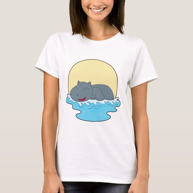 Camiseta Hipopótamo Nadando (Anverso)