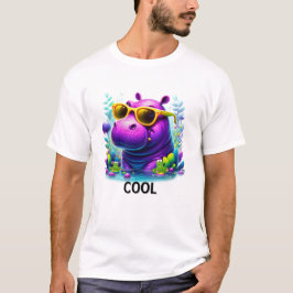 Camiseta Hipopótamo Neón Fresco Relajándose en el Pantano