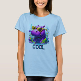 Camiseta Hipopótamo Neón Fresco Relajándose en el Pantano