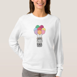 Camiseta Hipopótamo Se Desliza Con Globos Coloridos
