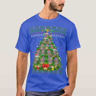 Camiseta Hipopótamo Xmas Arbol iluminador Hippopótamo Feo