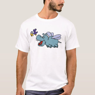 Camiseta Hipopótamo y pájaro del vuelo