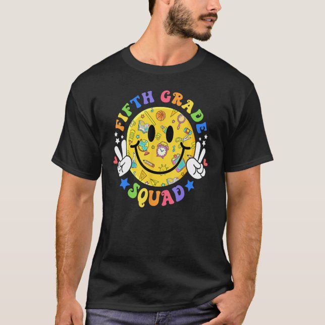 Camiseta Hippie 5th Fifth Grade Squad For Teacher Kids Back (Anverso)