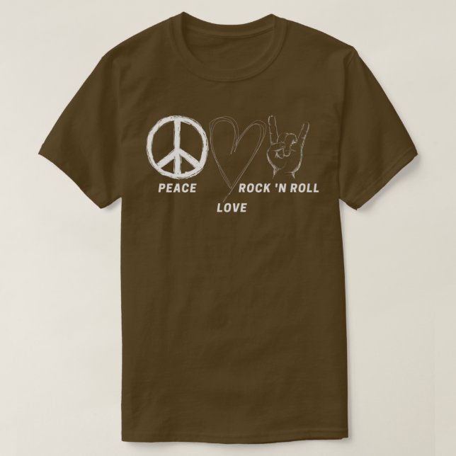 Camiseta Hippie 70 Peace Love Rock N Roll Guay Band Lover  (Diseño del anverso)