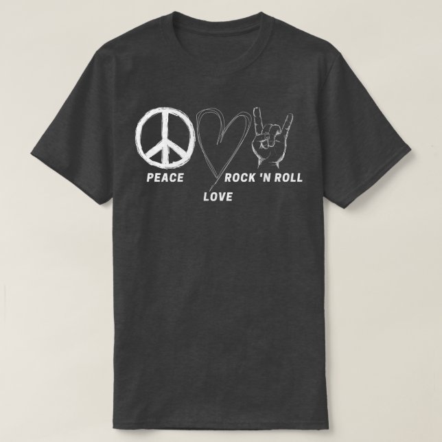 Camiseta Hippie 70 Peace Love Rock N Roll Guay Band Lover  (Diseño del anverso)